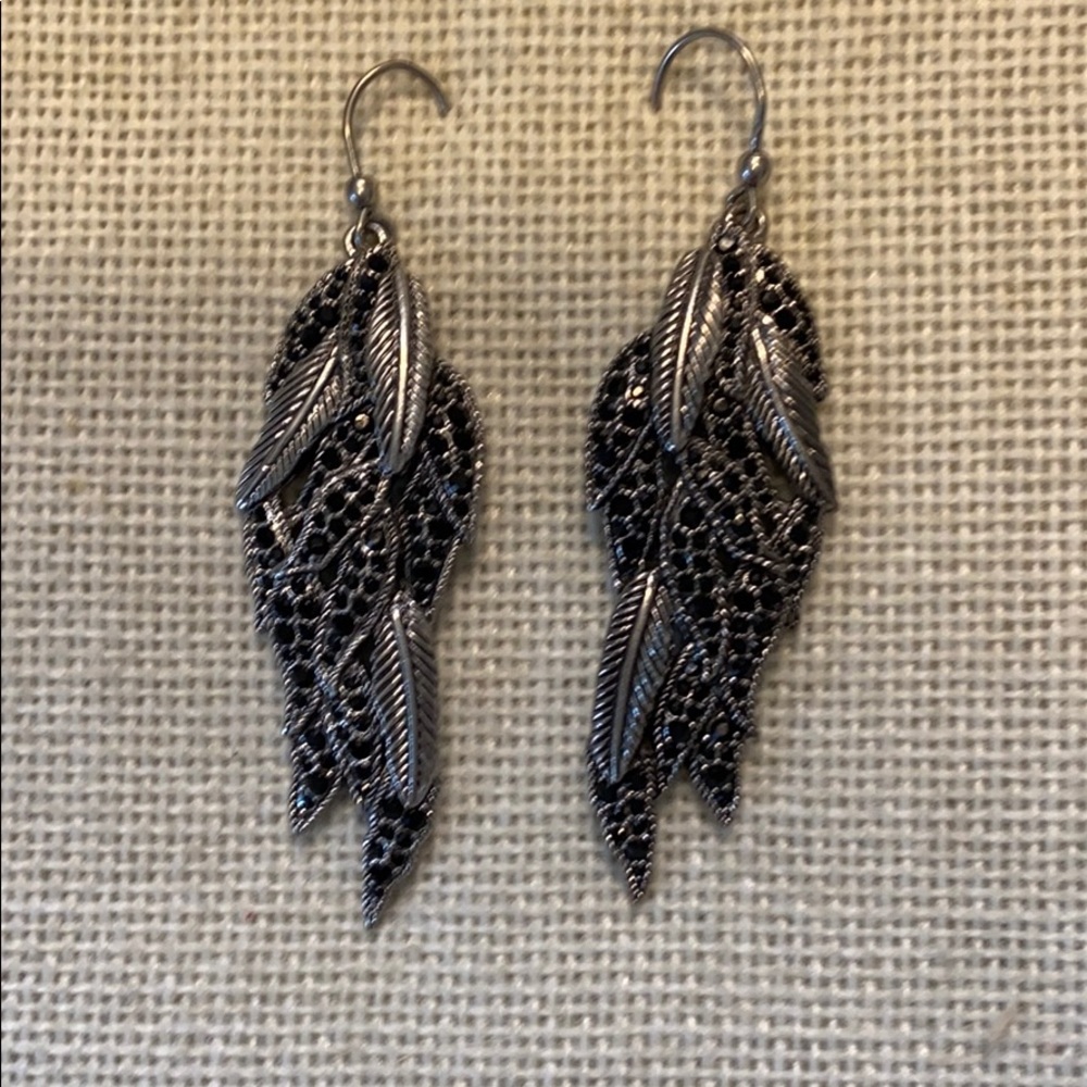 Marc Jacobs dark plumes pave feather earrings